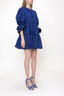 Navy Blue Rib detail Pleated short dress 93518