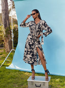 Black Print Binding shirt  dress  93529