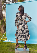 Black Print Binding shirt  dress  93529