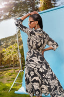 Black Print Binding shirt  dress  93529