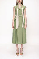 Green Sleeveless linen dress 93536