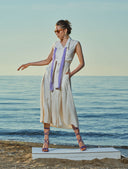 Ecru Sleeveless linen dress 93536