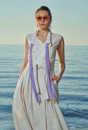 Ecru Sleeveless linen dress 93536