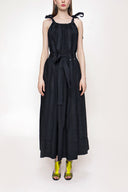 Black Sleeveless lace-up wide cut dress  93542