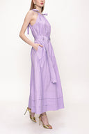 Lilac Sleeveless lace-up wide cut dress  93542