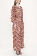 Patterned Elastic waist shirt dress 93553