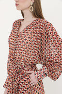 Patterned Elastic waist shirt dress 93553