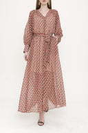 Patterned Elastic waist shirt dress 93553