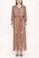 Patterned Elastic waist shirt dress 93553