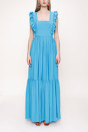 Blue Sleeveless ruffled dress 93562