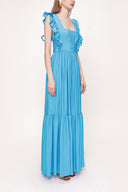 Blue Sleeveless ruffled dress 93562
