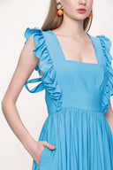 Blue Sleeveless ruffled dress 93562
