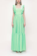 Green Sleeveless ruffled dress 93562