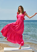 Fuchsia Sleeveless ruffled dress 93562