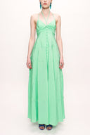 Water green V neck sleeveless dress 93563