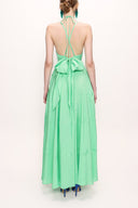 Water green V neck sleeveless dress 93563