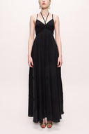 Black V neck sleeveless dress 93563