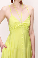 Yellow V neck sleeveless dress 93563