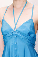 Blue V neck sleeveless dress 93563