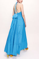 Blue V neck sleeveless dress 93563