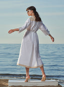 White Beige Snap-fastener detail  dress  93565