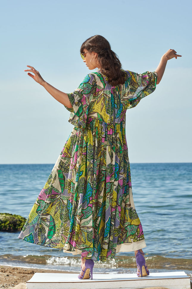 Patterned Chiffon maxi dress 93568