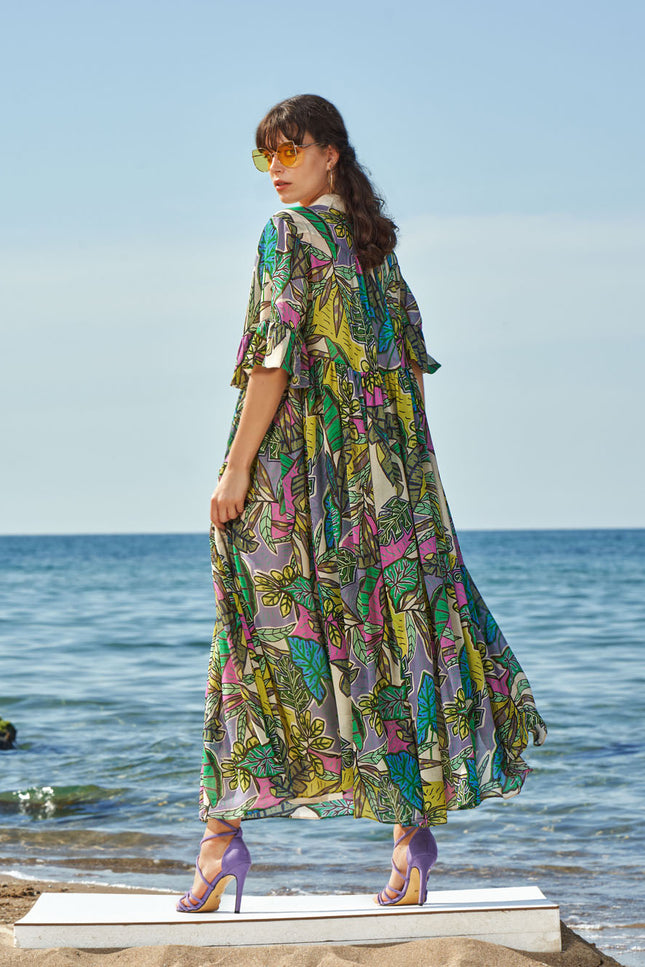 Patterned Chiffon maxi dress 93568