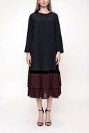 Black Red Pleated loose fit dress 93703