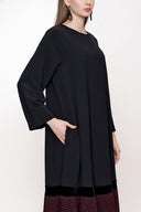 Black Red Pleated loose fit dress 93703