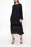 Black Stone Pleated loose fit dress 93703
