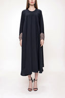 Black Front pleated loose-fitting dress 93704