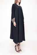 Black Front pleated loose-fitting dress 93704