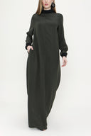 Khaki Ribbed loose fit dress 93715