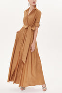 Camel Hair Pleated maxi dress  93723