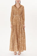 Brown Pleated maxi dress  93723