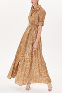 Brown Pleated maxi dress  93723