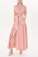Salmon Pleated maxi dress  93723