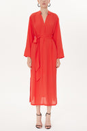 Red High-collar wide cut dress  93726