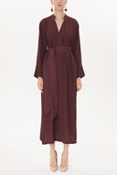 Burgundy High-collar wide cut dress  93726