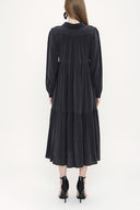 Black Pleated wide cut dress 93736