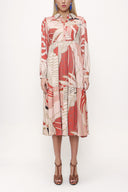 Red Pleated wide cut dress 93736