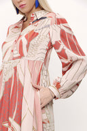 Red Pleated wide cut dress 93736