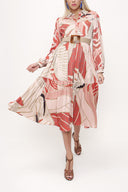 Red Pleated wide cut dress 93736