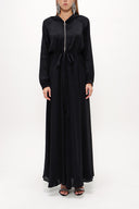 Black Zipped hooded maxi  dress 93741