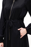 Black Zipped hooded maxi  dress 93741