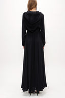 Black Zipped hooded maxi  dress 93741