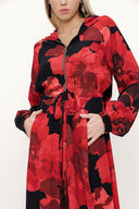 Patterned Zipped hooded maxi  dress 93741