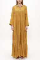 Yellow Wide cut Pleated maxi dress  93742