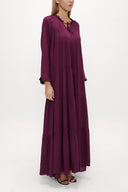 Burgundy Wide cut Pleated maxi dress  93742
