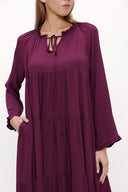 Burgundy Wide cut Pleated maxi dress  93742